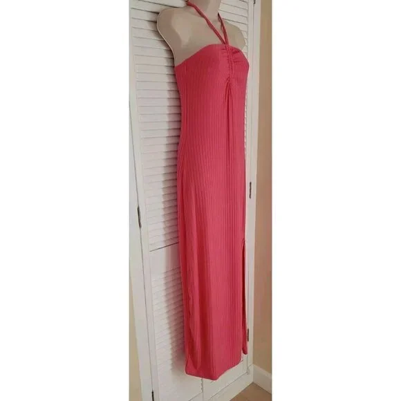 NWT $ 99  1.STATE CENTER RUCHED HALTER KNIT JUNEBERRY MIDI DRESS SZ MEDIUM - Picture 6 of 10
